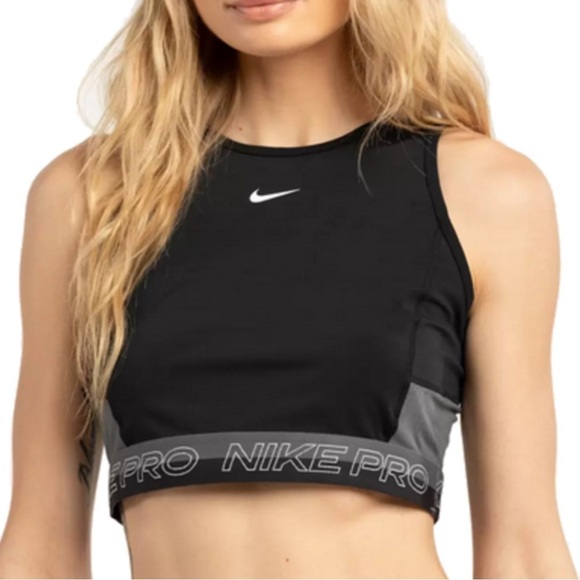 Nike Women’s Pro DriFit Crop Tank Black Size Medium - Picture 2 of 5